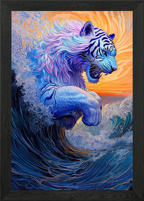 Roaring Waves, Majestic Tiger Gerahmtes Wandbild Poster Leinwanddruck Bild