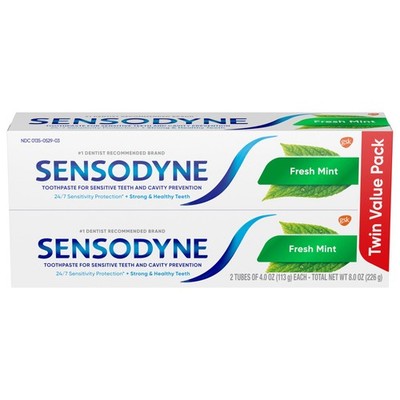 Sensodyne Fresh Mint Sensitive Toothpaste, ADA Accepted Toothpaste for Cavity...