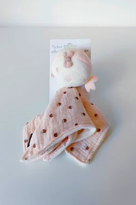 Doudou Plat Carré Tissu Lange Oiseau Rose Clair Blanc Noeud Fleur Vert Orchestra - Photo 1/4