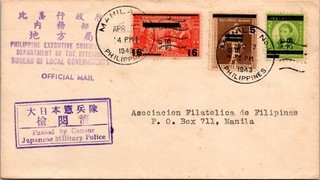 Philippines 1943 DILG / Censor Cover W/ Stamp Receipt Manila J47830
