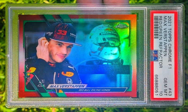 2021 Topps Chrome F1 Max Verstappen Red Green Refractor #43 PSA 10 1:190 SSP ๐