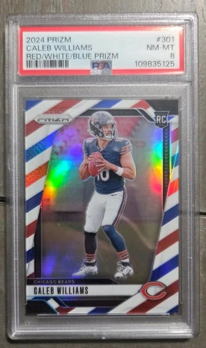 2024 Panini Prizm Red White Blue Caleb Williams PSA 8