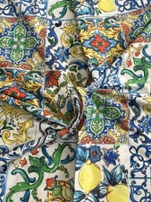 Dolce&Gabbana Inspired Majolica Pattern Dress Fabric Panel