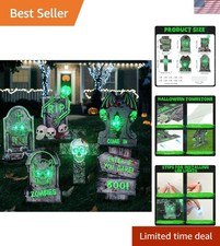 Glow in the Dark 6-Pack Halloween Tombstones - Perfect for Trick-or-Treat Paths