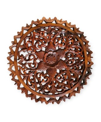 Mandala Wanddeko 40 Cm rund Suarholz Bali  Harmonie Handarbeit