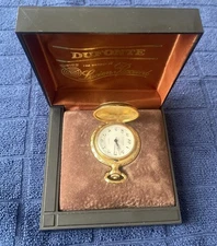 DUFONTE LUCIEN PICCARD SWISS GOLD TONE MANUAL WIND POCKET WATCH VINTAGE 17 Jewel