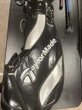 TaylorMade Black Silver 6 Way Cart Golf Bag Leather flaking 