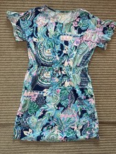 Lilly Pulitzer Girls Mellorie Romper Dress Multi Color Blue Size XL 12-14