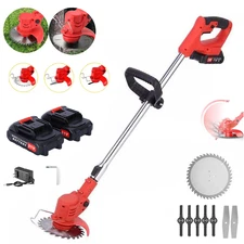 21V Portable Electric Weed Lawn Eater Edger Grass String Trimmer Cutter+Battery