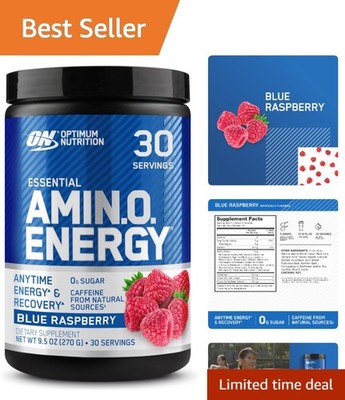 Pre Workout Energy Powder w. Green Tea & Coffee Extract - Blue Raspberry Flavor