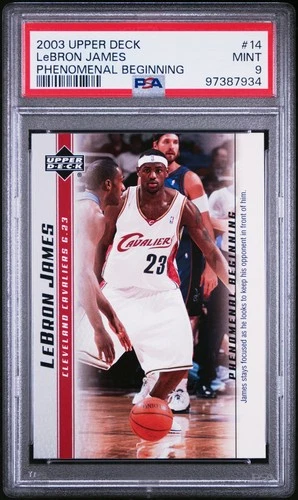 LeBron James Rookie Card 2003-04 Upper Deck Phenomenal Beginning #14 PSA 9