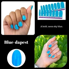 Color Street Blue-dapest Nail Polish Strips Set Solid Neon Electric Blue NEW
