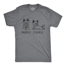 Mens Inhale Exhale French Bulldog T Shirt Funny Farting Yoga Puppy Lover Dog Tee