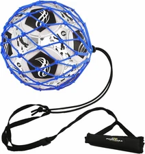 Adjustable Solo Soccer Kick Trainer with Ball Locked Net for All Skill Levels