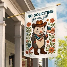 Funny No Soliciting Garden Flag, No Soliciting Yard Sign, Go Away Flag, Funny Ya