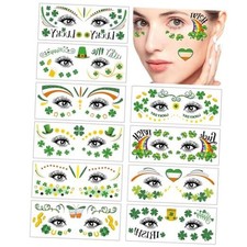 St Patricks Day Tattoos, 10 Sheets of St Patricks Day Face Stickers for Green