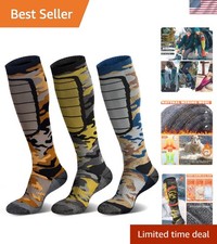 Knee-High Merino Wool Ski Socks for Winter Sports   Odor-Resistant Camo Style
