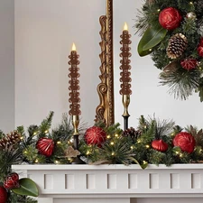 Christmas Flameless Taper Candles with Remote, Carving Gingerbread Men Batter...