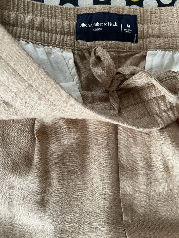 Abercrombie & Fitch Men's Size M Loose Beige Drawstring Embroidered ...