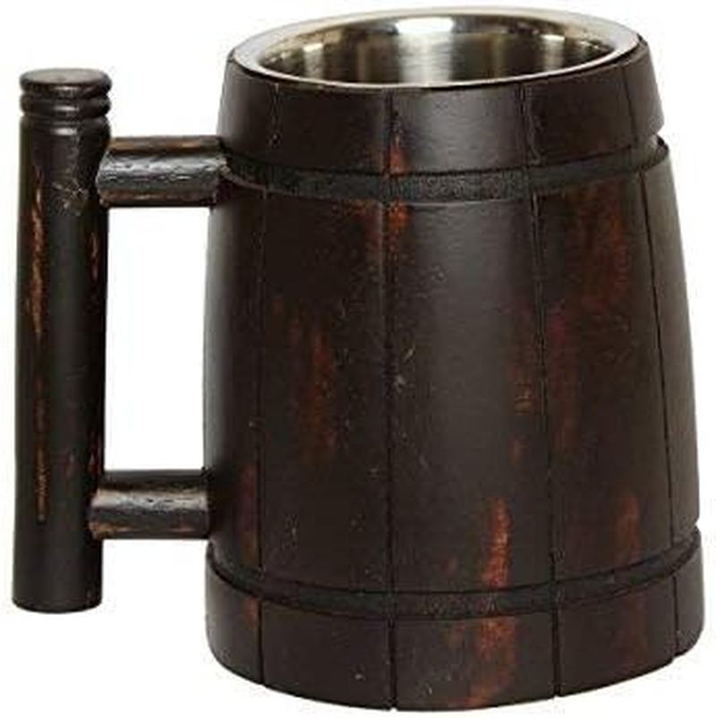 Handmade 18Oz Wooden Beer Mug with Stainless Steel Cup | Perfect Beer Gift