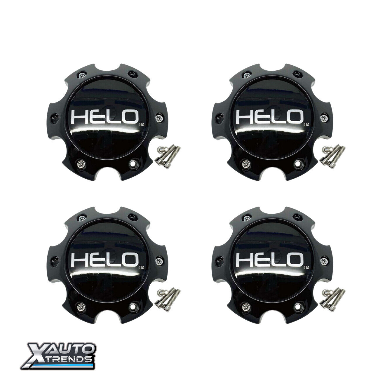 4 x Helo Wheel Center Cap 42mm Height - Gloss Black 1079L145HE1GB-H42