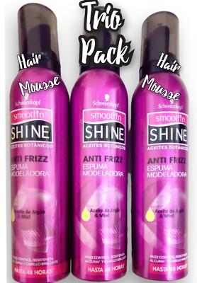 Smooth'n Shine Espuma Anti-Frizz Mousse con Argan Oil & Honey - 48 HR HOLD 8oz
