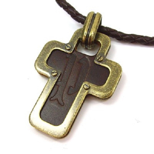 POLICE Ciondolo Unisex THOR Pelle Nera E Acciaio - Collana Uomo 70 Cm