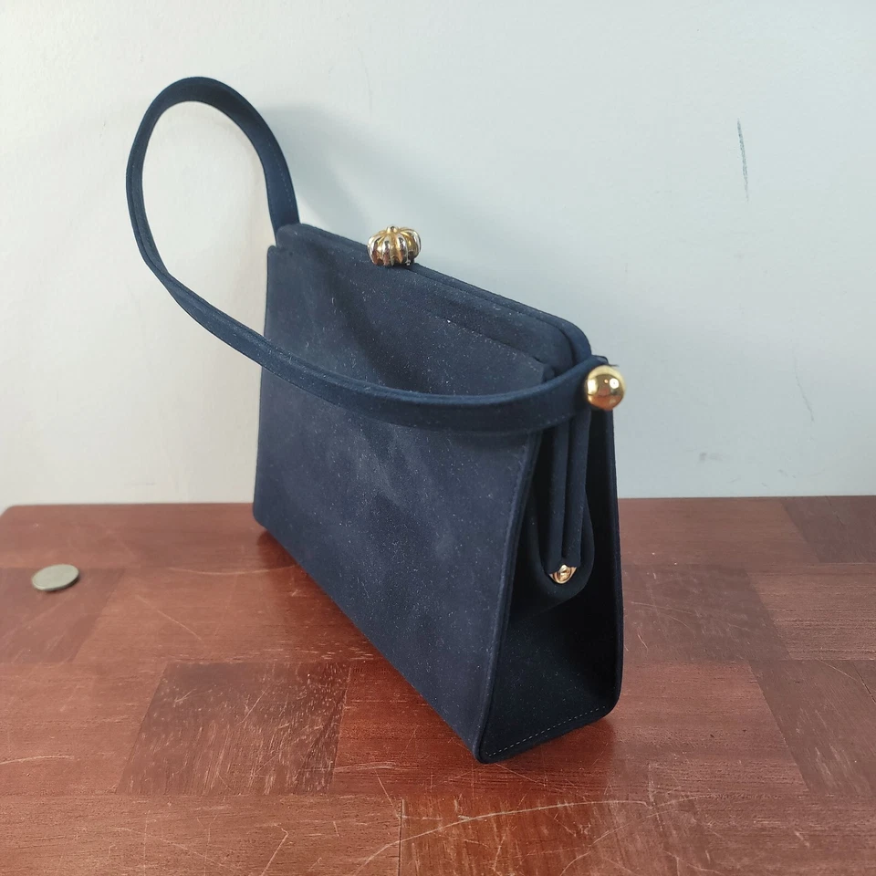 Monedero vintage Coblentz negro gamuza cuero espejo turquesa y monedero satinado  Foto 2 de 4