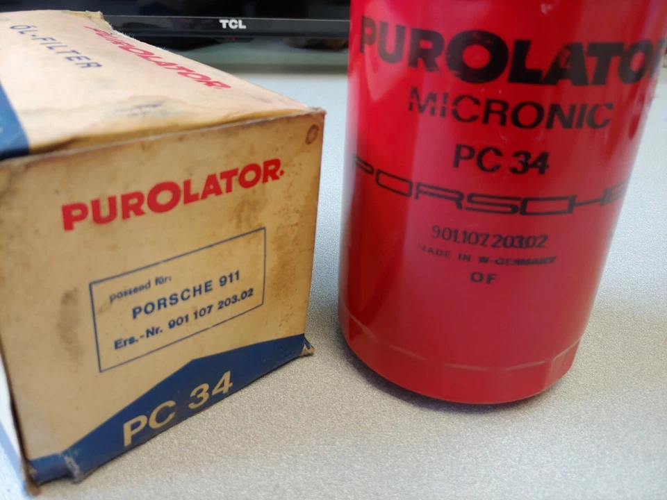 NUEVO ORIGINAL GENUINO PUROLATOR PORSCHE 911 914-6 ACEITE ACEITE ACEITE FILTRO AIRE ROJO NLA Foto 2 de 4