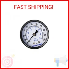 Measureman 2" Well Pump Pressure Gauge, 0-100psi/bar, 1/4" NPT Male with 1/2" NP
