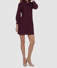 Jessica Howard Women's Purple Diamond Textured Turtleneck Dress Petite Size PXL