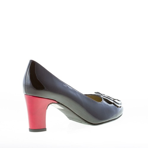 AZUREE CANNES women shoes Black patent leather OPTIMA pump with flower - Picture 3 of 7