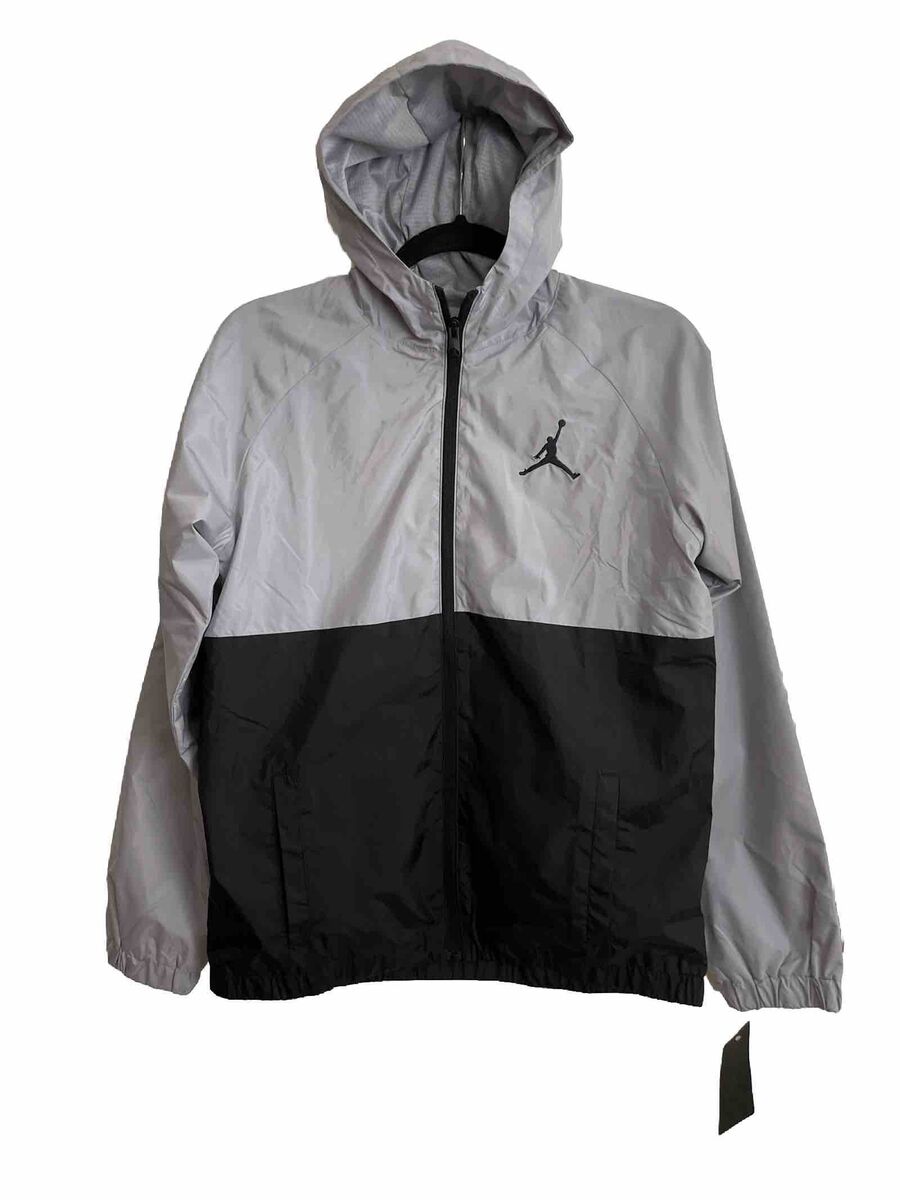 AIR JORDAN Water Resistant Mesh Lined Windbreaker Black AIR JORDAN Water Resistant Mesh Lined Windbreaker Black