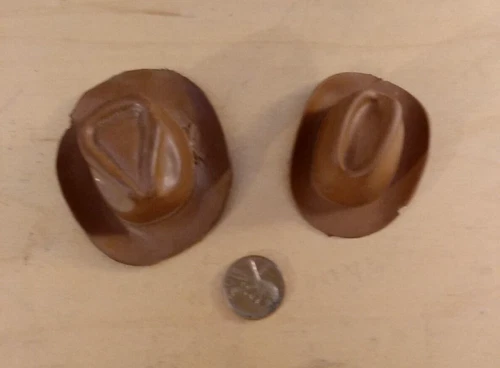 (2 Hats) Vintage Marx Johnny West Series Brown Cowboy Stetson, + Soft Brown Hat