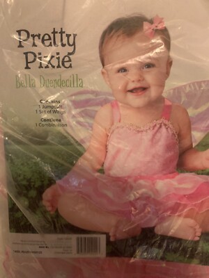 New Pretty Pixie Costume Infant Size 6-12 Months Pink Dress Wings