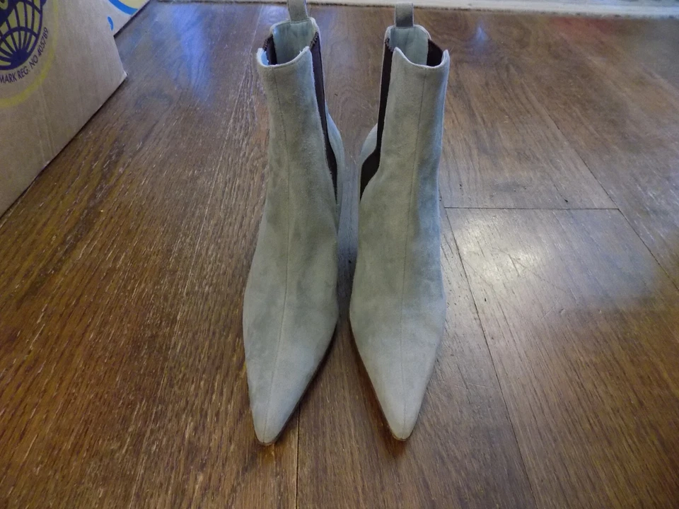 Fab LAMBERTSON TRUEX Bebé Azul Botines 2.5" Tacón Gatito Punta Punta Punta Gamuza 7 Foto 2 de 4