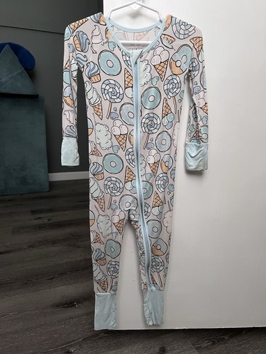 Little Sleepies Gray Sweet Treats Ice Cream Bamboo Zippy Pajama 12/18 Months