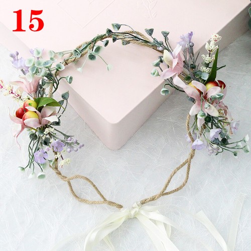 Flowers Headband Head Garland Hair Band Crown Wreath Festival Boho Beach Wedding - Picture 17 of 49