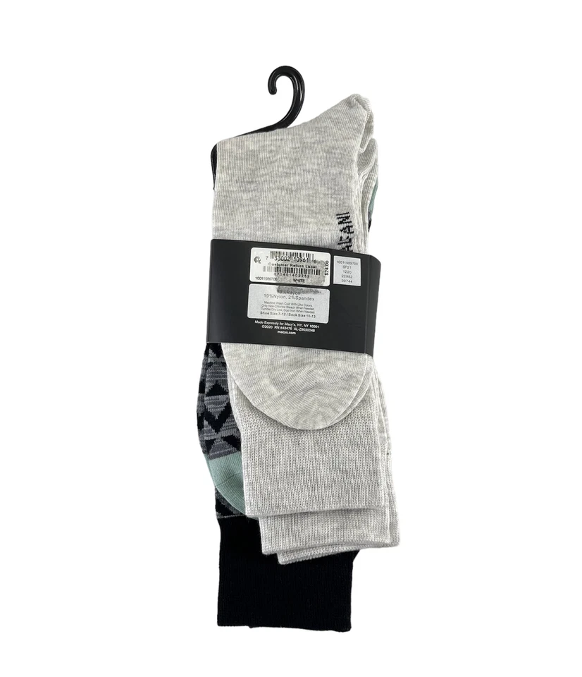 Calcetines de vestir Alfani para hombre de longitud redonda a rayas blancos talla 10-13 Foto 2 de 2