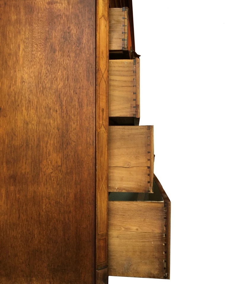 Cofre en pecho con incrustación de caoba línea Jorge III siglo XVIII, pie inglés, francés Foto 4 de 4