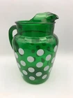 Vintage ANCHOR HOCKING Fire King Forest Emerald Green 9” POLKA DOT PITCHER