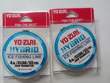 2 Spools Yo-Zuri Hybrid Ice Fishing Line Clear 55yds Nylon/Fluorocarbon 4lb