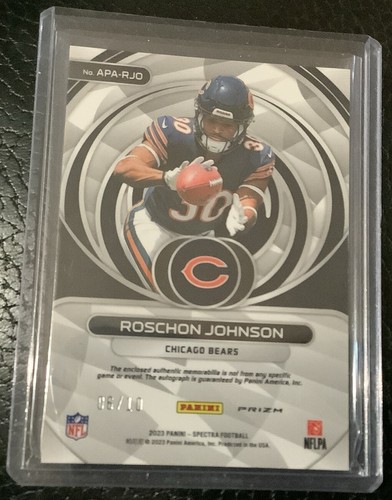 2023 Spectra Roschon Johnson (RC) Aspiring Rookie Patch Auto - Neon Black */10 - Picture 2 of 3