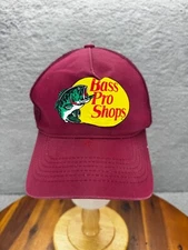 Bass Pro Shops Logo Gone Fishing Hat Mesh Snapback Adjustable Cap Red One Size