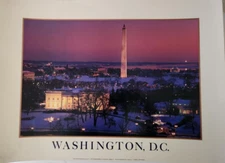 WASHINGTON D.C.  NIGHT POSTER  22X30 HEAVY STOCK/ LARRY CHAPMAN , BILL WEEM MEM.