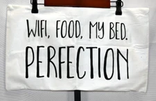 WIFI FOOD MY BED PERFECTION Pillow Cover White & Black Size 11.5"X20" New Soft