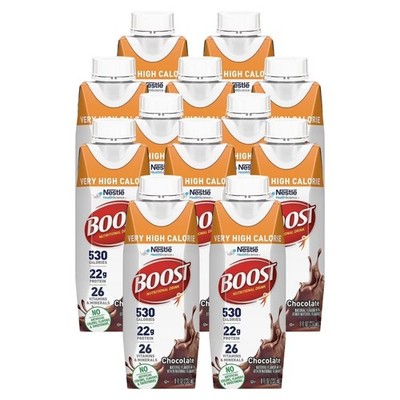 Boost Very High Calorie Nutritional Drink Chocolate, 8 FL OZ (Pack of 12)