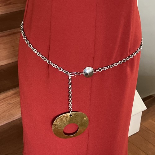 Robert Lee Morris RLM Studio Silver Tone Brass Necklace Pendant Belt