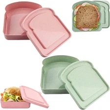 Sandwich Containers, 2 Pcs Sandwich Box Food Storage Toast Shape Holder Plast...