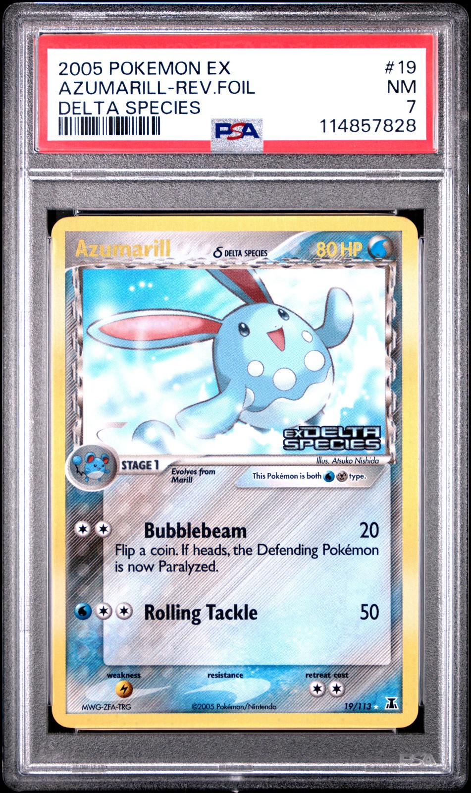 2005 POKEMON EX DELTA SPECIES AZUMARILL #19 REVERSE PSA 7 NM #114857828